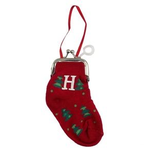 Ganz Sock Coin Purse Christmas Ornament Letter H